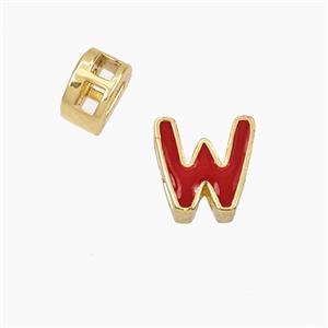 Copper Letter-W Beads Enamel 2Holes Gold Plated, approx 5-8mm, 3mm hole