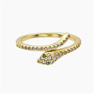 Copper Snake Rings Pave Zirconia Gold Plated, approx 3-6mm, 18mm dia