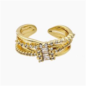 Copper Rings Pave Zirconia Gold Plated, approx 8mm, 18mm dia