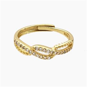 Copper Rings Pave Zirconia Adjustable Gold Plated, approx 5mm, 18mm dia