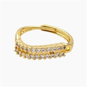 Copper Rings Pave Zirconia Adjustable Gold Plated, approx 5mm, 18mm dia