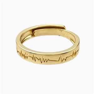 Copper Rings Electrocardiogram Gold Plated, approx 4mm, 18mm dia