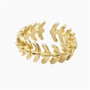 Copper Rings Fishbone Gold Plated, approx 8mm, 18mm dia