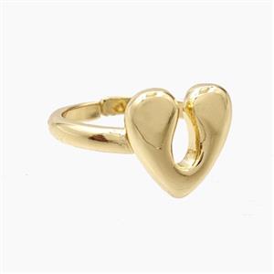 Copper Heart Rings Gold Plated, approx 13mm, 18mm dia