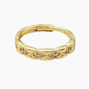 Copper Rings Pave Zirconia Gold Plated, approx 4mm, 18mm dia