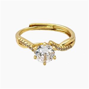 Copper Rings Pave Zirconia Adjustable Gold Plated, approx 8mm, 18mm dia