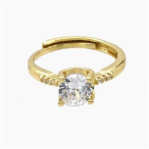 Copper Rings Pave Zirconia Adjustable Gold Plated, approx 8mm, 18mm dia