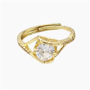 Copper Rings Pave Zirconia Adjustable Gold Plated, approx 8mm, 18mm dia