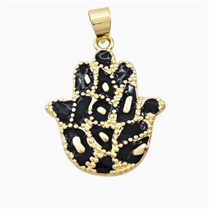 Copper Hamsahand Pendant Red Enamel Bohemia Style Gold Plated, approx 23-25mm