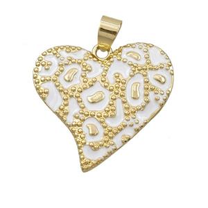 Copper Heart Pendant White Enamel Bohemia Style Gold Plated, approx 27mm
