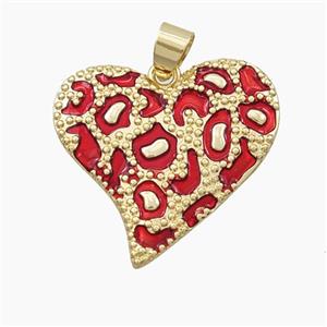 Copper Heart Pendant Red Enamel Bohemia Style Gold Plated, approx 27mm