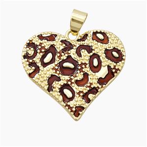 Copper Heart Pendant Red Enamel Bohemia Style Gold Plated, approx 28mm