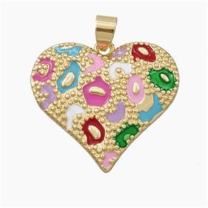 Copper Heart Pendant Multicolor Enamel Bohemia Style Gold Plated, approx 28mm