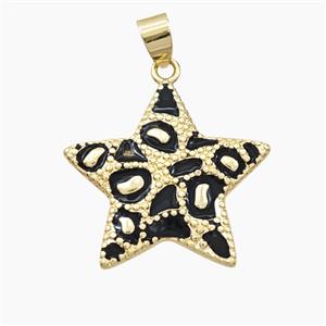Copper Star Pendant Black Enamel Bohemia Style Gold Plated, approx 26mm