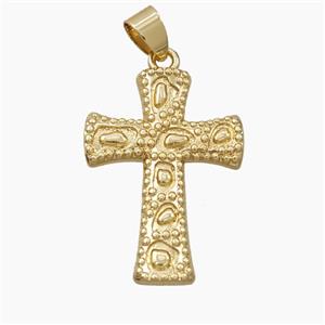 Copper Cross Pendant Bohemia Style Gold Plated, approx 20-28mm