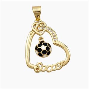 Copper Pendant Pave Zircon, Gold Plated, approx 18-22mm