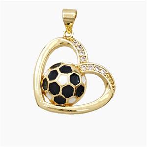 Copper Pendant Pave Zircon, Gold Plated, approx 21mm
