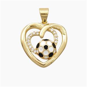 Copper Pendant Pave Zircon, Gold Plated, approx 17mm
