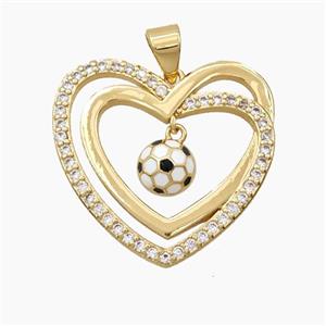 Copper Pendant Pave Zircon, Gold Plated, approx 23mm