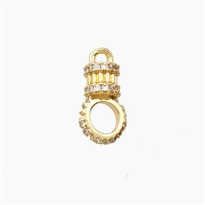 Copper Pendant Pave Zircon, Gold Plated, approx 8-12mm