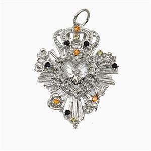 Copper Pendant Pave Zircon, Gold Plated, approx 20-25mm