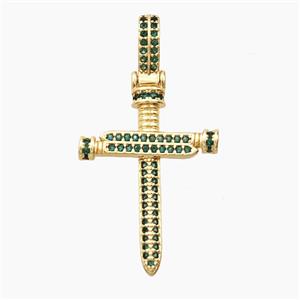 Copper Cross Pendant Micropave Zirconia Gold Plated, approx 19-35mm