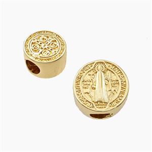 Copper Button Beads With Saint Jude Large Hole Gold Plated, approx 14mm, 5mm hole