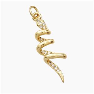 Copper Snake Pendant Pave Zirconia Gold Plated, approx 8-25mm