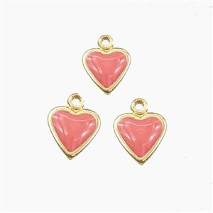 Copper Heart Pendant Pink Enamel Gold Plated, approx 6mm