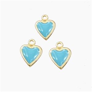 Copper Heart Pendant Blue Enamel Gold Plated, approx 6mm