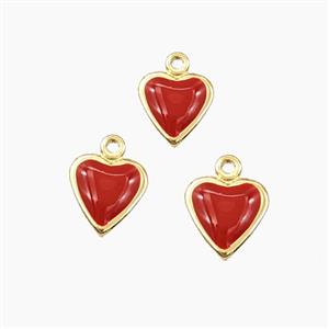 Copper Heart Pendant Red Enamel Gold Plated, approx 6mm