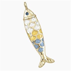 Copper Fish Pendant Enamel Gold Plated, approx 11-42mm