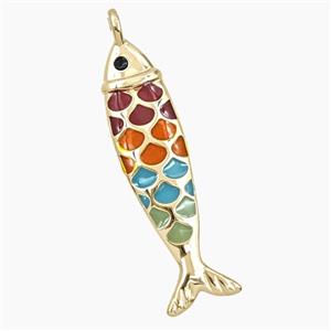 Copper Fish Pendant Enamel Gold Plated, approx 11-42mm