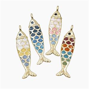 Copper Fish Pendant Enamel Gold Plated Mixed, approx 11-42mm