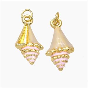 Copper Conch Shell Pendant Enamel Gold Plated, approx 11-17mm