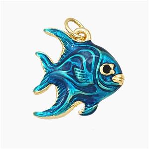 Copper Fish Pendant Blue Enamel Gold Plated, approx 16mm
