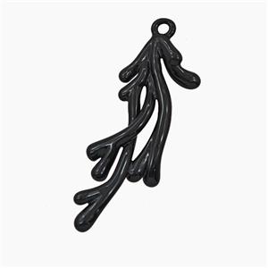 Coral Branch Charms Copper Pendant Black Enamel, approx 11-30mm