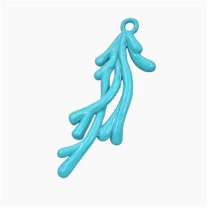 Coral Branch Charms Copper Pendant Blue Enamel, approx 11-30mm