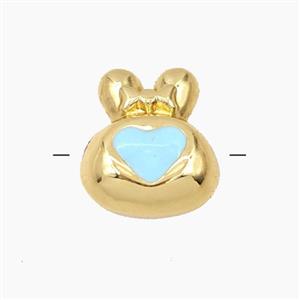 Copper Rabbit Beads Enamel Heart Gold Plated, approx 13-15mm