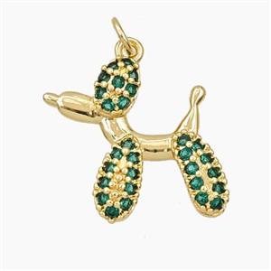 Copper Dog Pendant Pave Zirconia Gold Plated, approx 20mm