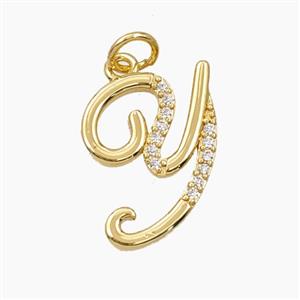 Copper Letter-Y Pendant Pave Zirconia Gold Plated, approx 12-20mm