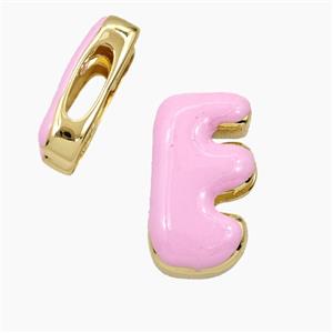 Copper Letter-E Beads Enamel Flat Hole Gold Plated, approx 13-21mm, 3-11mm hole