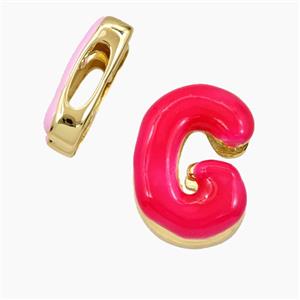 Copper Letter-G Beads Enamel Flat Hole Gold Plated, approx 13-21mm, 3-11mm hole