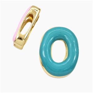 Copper Letter-O Beads Enamel Flat Hole Gold Plated, approx 13-21mm, 3-11mm hole