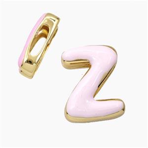Copper Letter-Z Beads Enamel Flat Hole Gold Plated, approx 13-21mm, 3-11mm hole