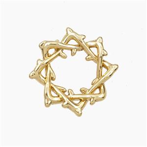 Crown Of Thorn Charms Copper Pendant Branch Gold Plated, approx 17mm