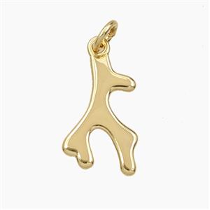 Coral Branch Charms Copper Pendant Gold Plated, approx 10-17mm