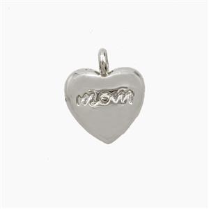 Copper Heart Pendant MOM Platinum Plated, approx 12mm