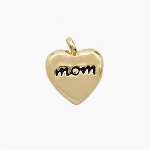 Copper Heart Pendant MOM Enamel Gold Plated, approx 12mm