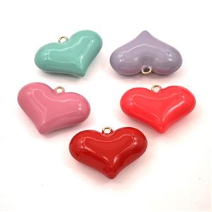 Copper Heart Pendant White Enamel Hollow Gold Plated Mixed, approx 26-38mm